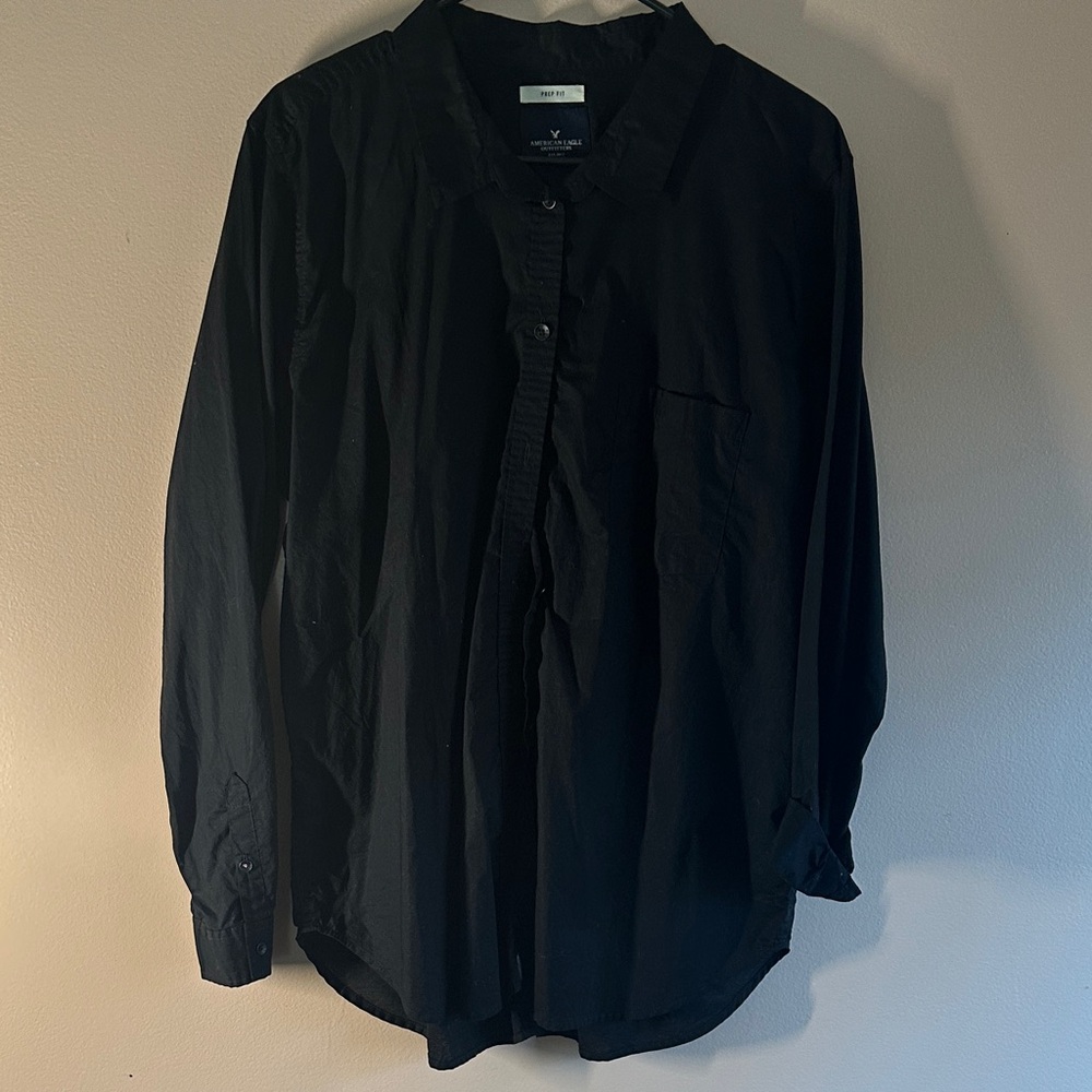 American Eagle Outfitters Charcoal Prep Fit Shirt